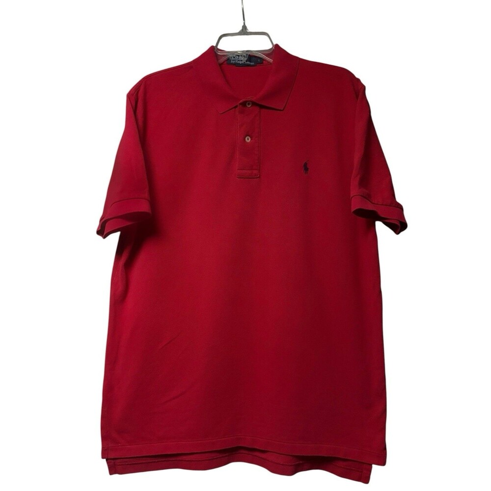 Vintage Polo By Ralph Lauren Men’s Large Red Short-Sleeve Preppy Shirt